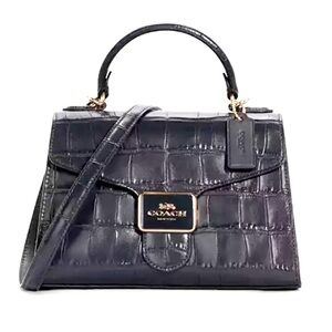 Authentic Coach midnight Pepper satchel with mock croc effect